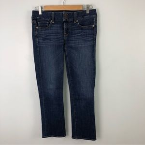 American Eagle Stretch Artist Cropped Low Rise Double Button Blue Jeans Size 4
